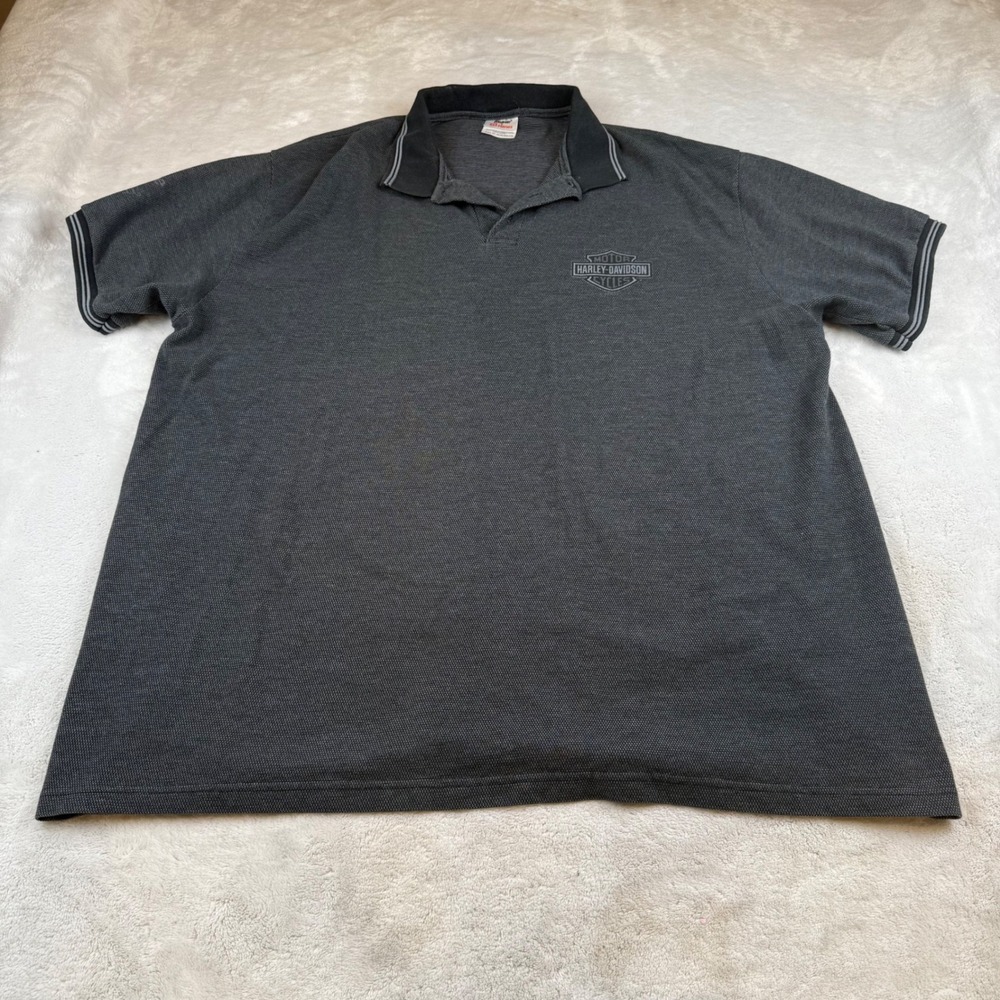 Harley Davidson St Joe Graphic Polo Shirt Mens 2XL‎ Stedman Hanes Gray